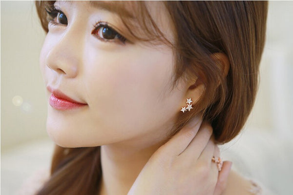 Three Star Stud Earrings