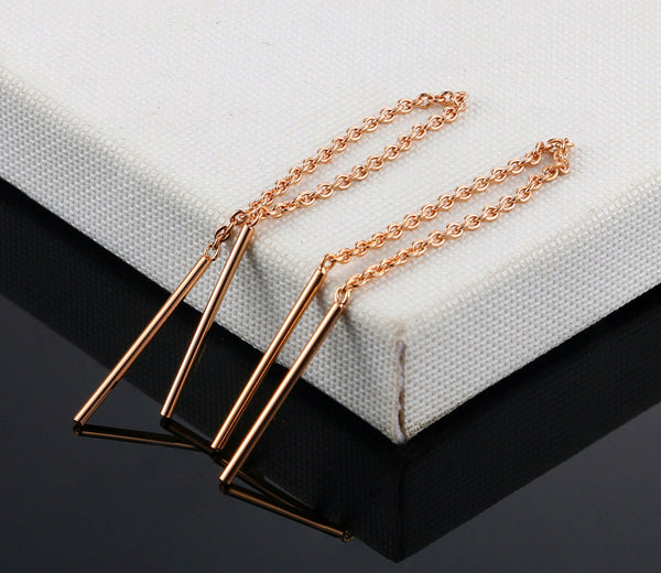 New Simple Rose Long Dangle Earrings