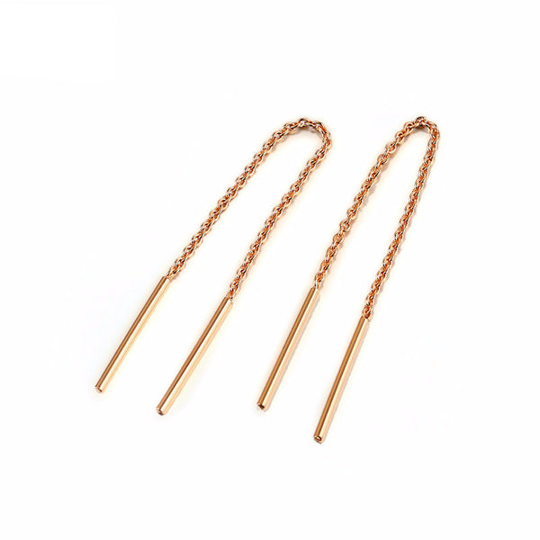 New Simple Rose Long Dangle Earrings
