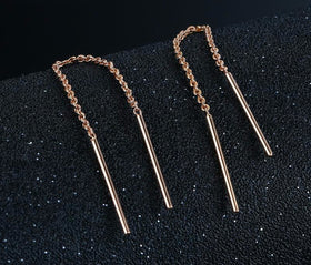 New Simple Rose Long Dangle Earrings