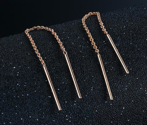 New Simple Rose Long Dangle Earrings